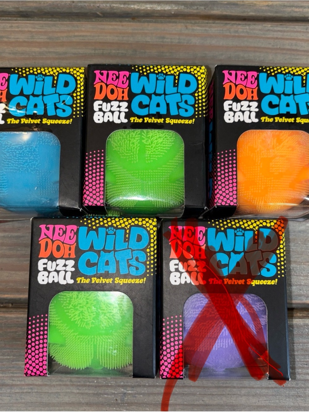One New Needoh Wild Cats FuzzBall Random Color Rare Velvet Squeeze Sensory Toy
